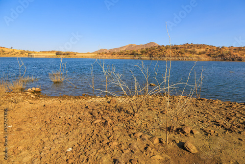 View of the Lake Oanob, holiday resort, Namibia. photo