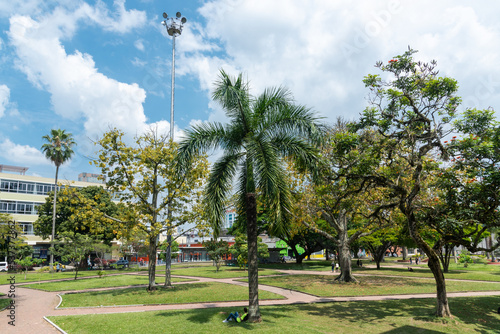 Pereira, Risaralda, Colombia. February 3, 2022: Olaya Herrera park landscape with blue sky. photo