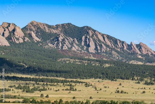 View of the Flatiron Peaks in near Boulder, Colorado