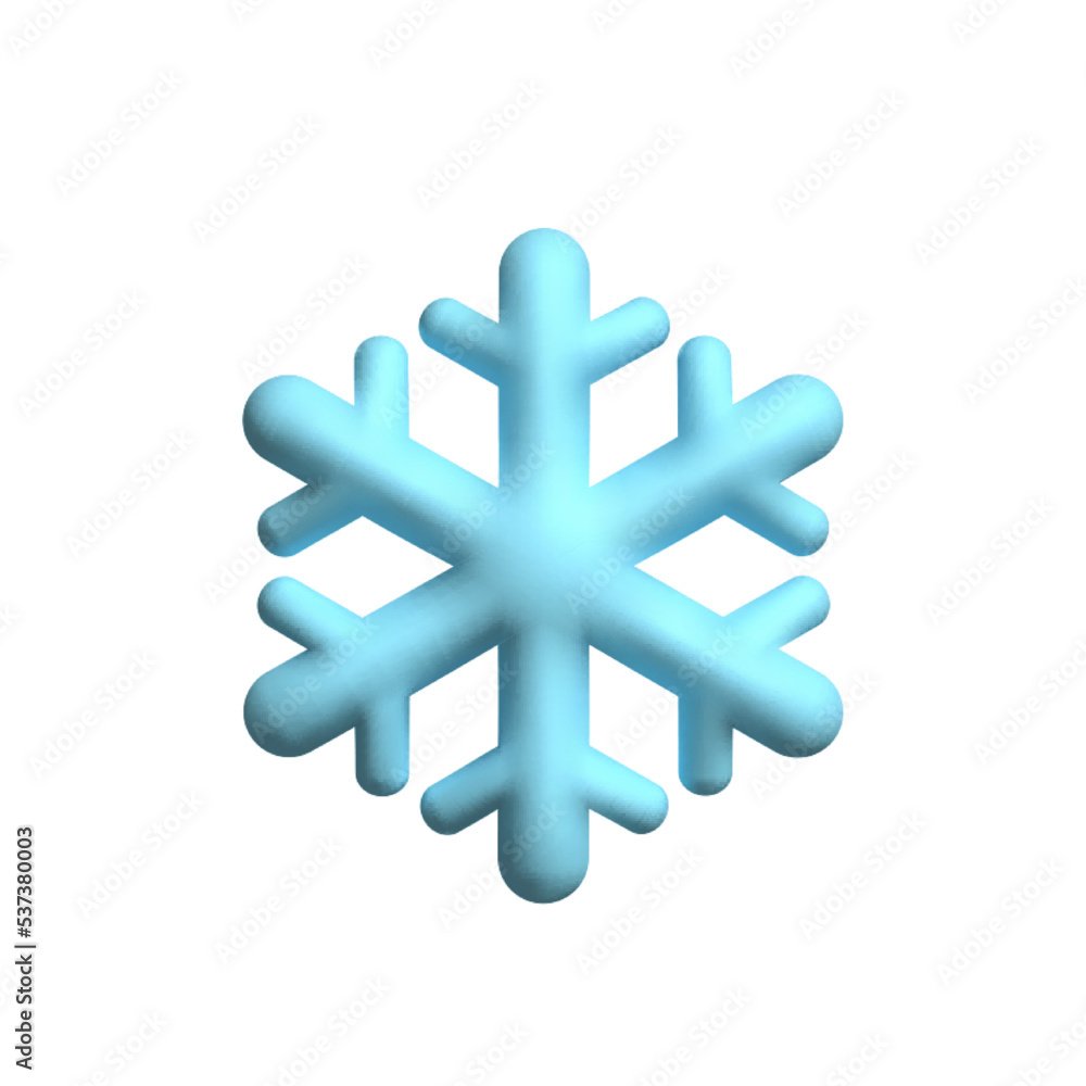 Obraz premium Blue snowflake. 3d vector icon. Cartoon minimal style.