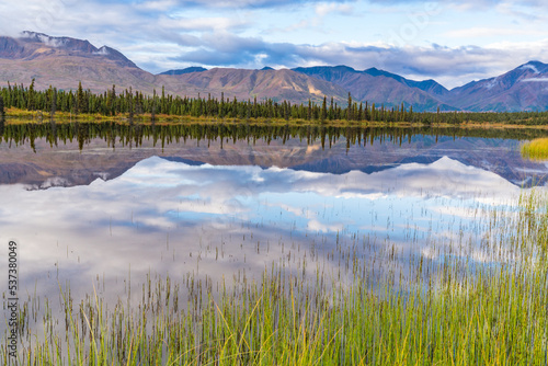 Lake reflection along the Denali Highway in Alaska