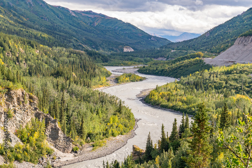 Nenana River winding through the valley along the Denali Highway Alaska © pabrady63