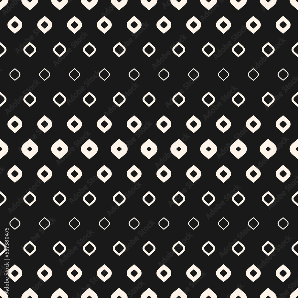 Vector halftone texture. Simple monochrome seamless pattern with gradient transition effect. Black and white geometric background with rounded shapes, drops, petals. Modern abstract repeat design Vector halftone texture. Simple monochrome seamless pattern with gradient transition effect. Black and white geometric background with rounded shapes, drops, petals. Modern abstract repeat design