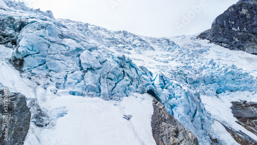 Closeup of the spectacular Jostedalsbreen glacier in Norway photo