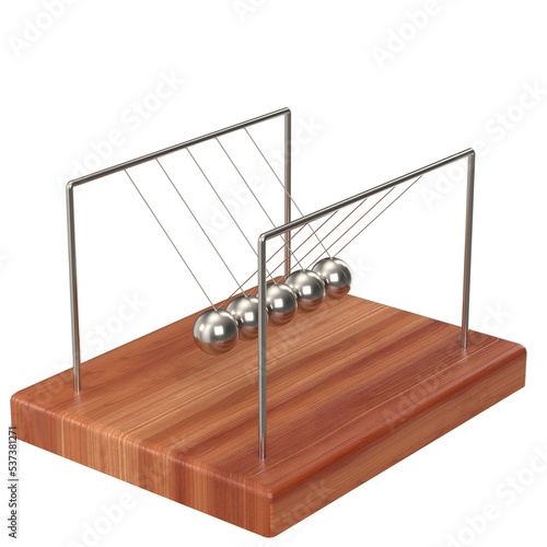 3d rendering illustration of a Newton's cradle photo