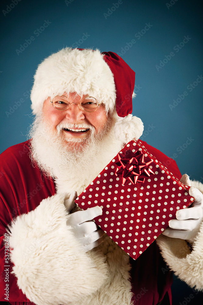 Santa: Laughing Santa with Wrapped Gift