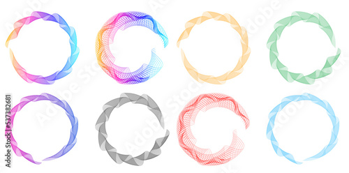 Set Design elements symbol Editable halftone frame dot circle pattern on white background. Vector illustration eps 10 frame with black random dots. Round border Icon using halftone circle dots text