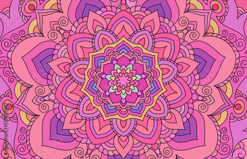Zentangle inspired zen doodle background illustration with tribal boho chic ornaments. Mandala background. Oriental ornamental illustration.