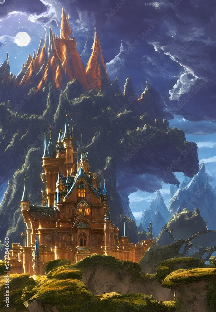 Castle in high mountains with clouds Castle in high mountains with clouds