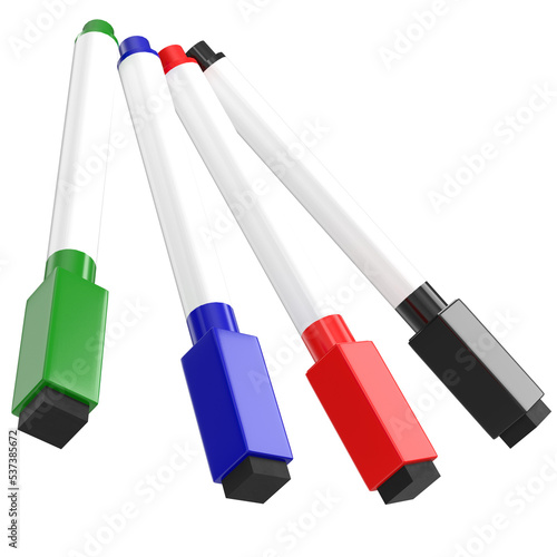 3d rendering illustration of magnetic whiteboard pen markers