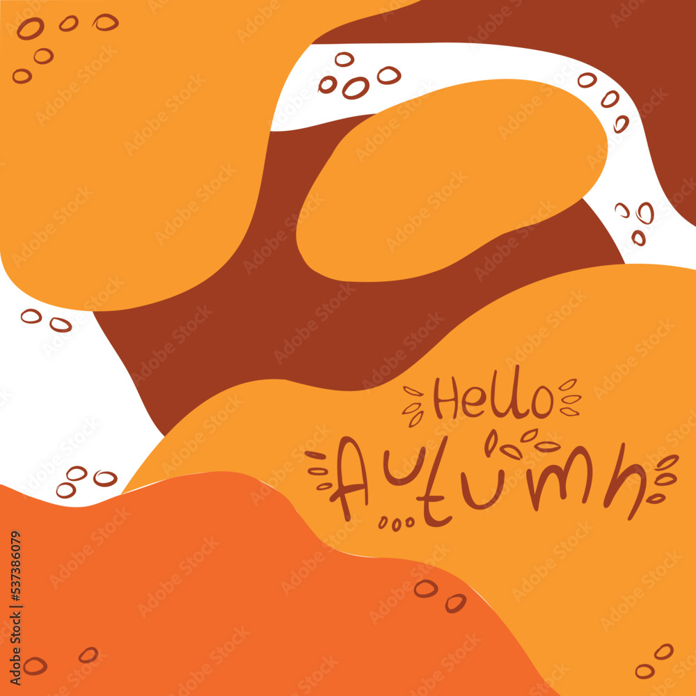 Fall banner. Autumn design with geometric shapes and wavy lines in orange and brown colors. Vector illustration. For poster, flyer, social media post or stories template, campaign, invitation, cover.