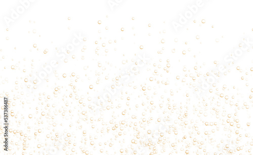 Underwater fizzing bubbles, soda or champagne carbonated drink, orange sparkling water. Effervescent drink. Aquarium, sea, ocean bubbles vector illustration.