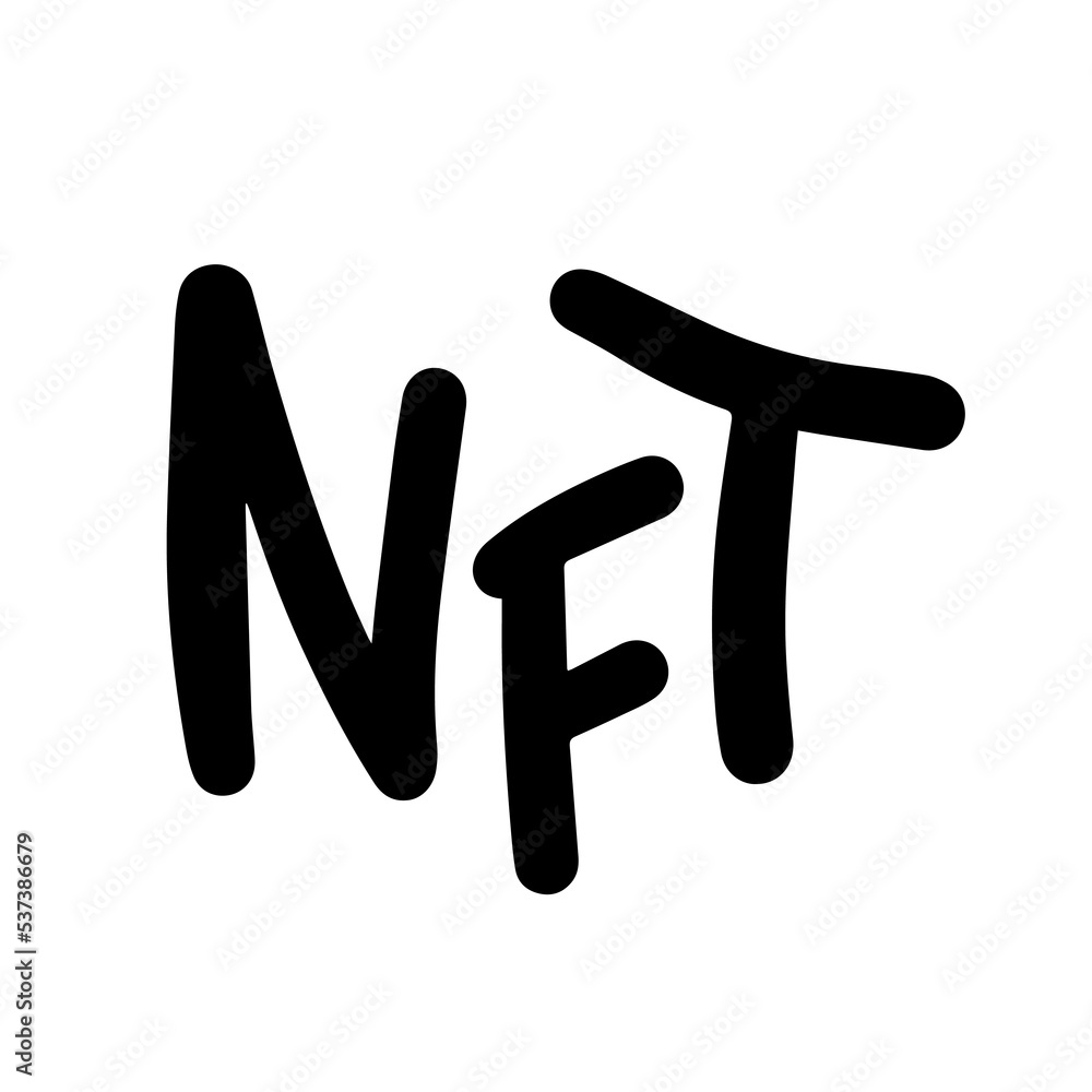 Urban graffiti with NFT word on white background. Crypto graphic asset. Blockchain technology. Vector illustration. Urban graffiti with NFT word on white background. Crypto graphic asset. Blockchain technology. Vector illustration.