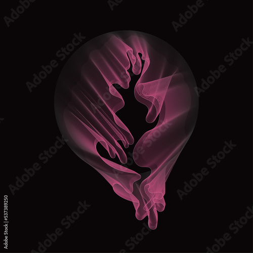 Colourful blend of colors in dynamic composition. Flying medusa. 