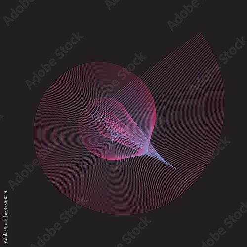 Colourful blend of colors in dynamic composition. Flying medusa. 