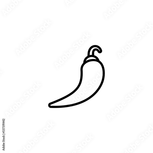 Black line hot Chili pepper or cayenne, or jalapeno icon. Vector vegetable illustration isolated on white. spice symbol. Mexican food, savoury extra tabasco