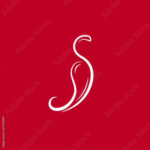 White line Red hot Chili pepper or cayenne  or jalapeno icon. Vector vegetable illustration isolated on red. spice symbol. Mexican food  savoury extra tabasco