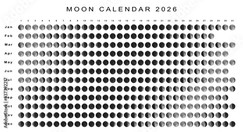 Moon Calendar 2026 Northern Hemisphere