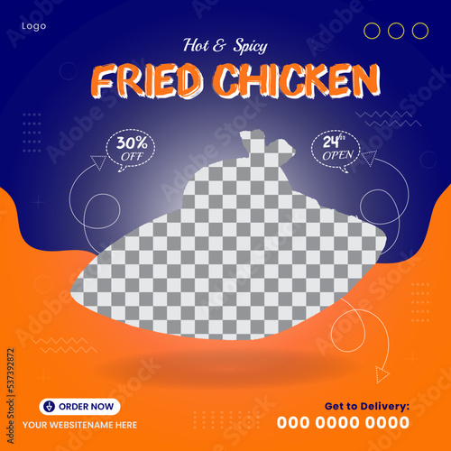 Delicious testy & spicy hot chicken fast food restaurant business marketing, social media or web banner foods promotion only for this weekend