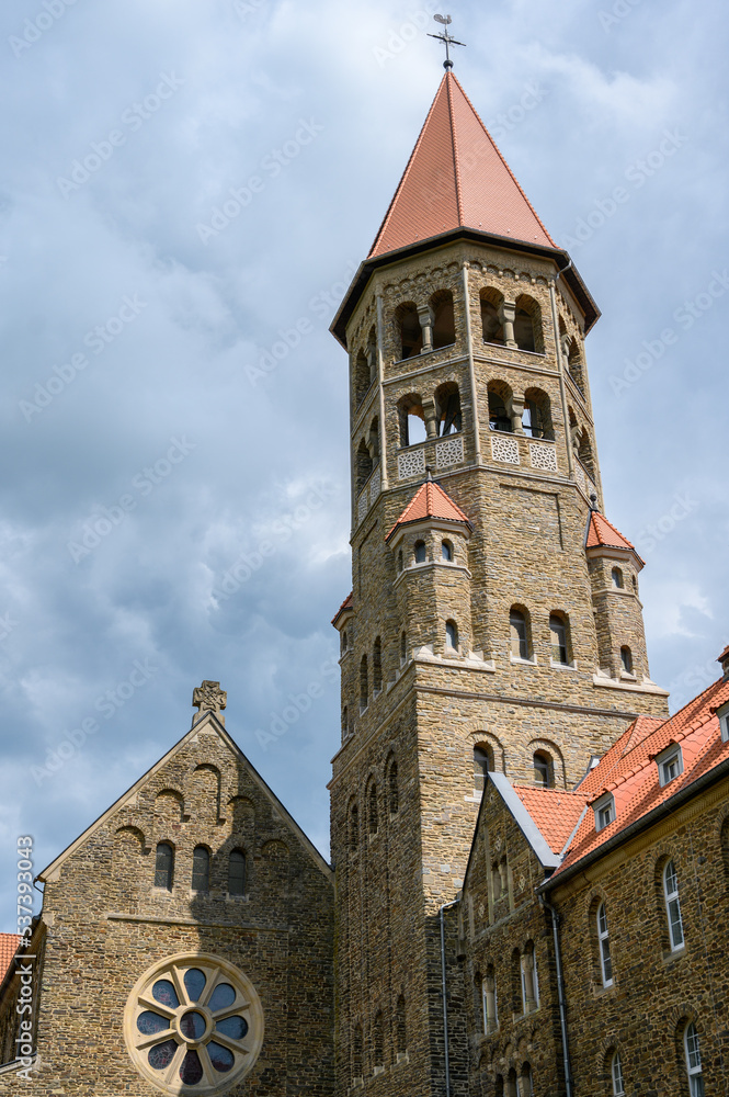 Obraz premium The Benedictine Abbey of St. Maurice and St. Maurus of Clervaux. Clervaux, Luxembourg. 2021/07/10.