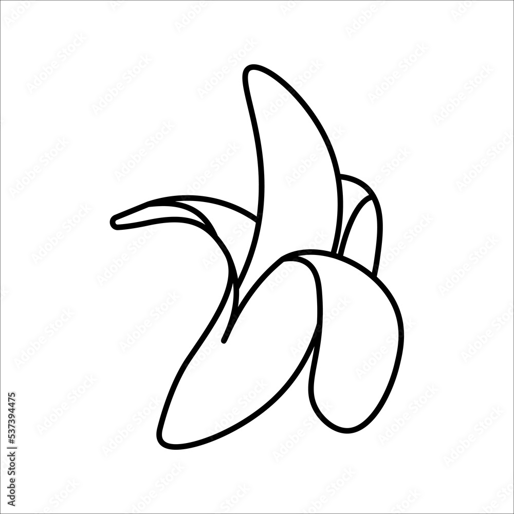 Banana line outline icon, healthy fruit. vector illustration on white background. Banana line outline icon, healthy fruit. vector illustration on white background.