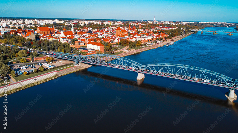 Toruń most im Piłsudskiego i Zespoł Staromiejski - obrazy, fototapety, plakaty 