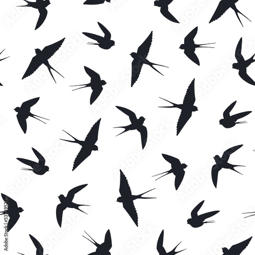 swallow bird vector seamless pattern.