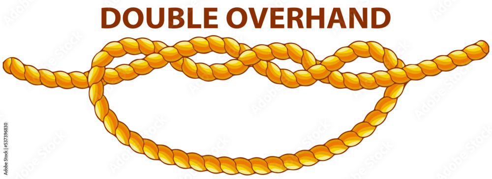 Yellow nautical rope knot, interweaving of ropes, cables, tapes or ...