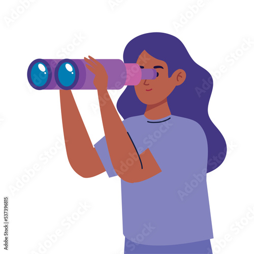 young woman with binoculars