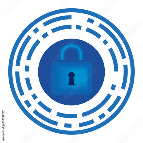 safe padlock in circular seal