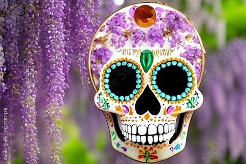 A 3d render of a sugar skull (day of the dead)