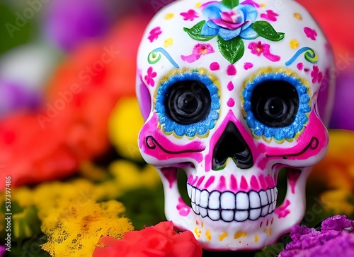 A 3d render of a sugar skull (day of the dead)