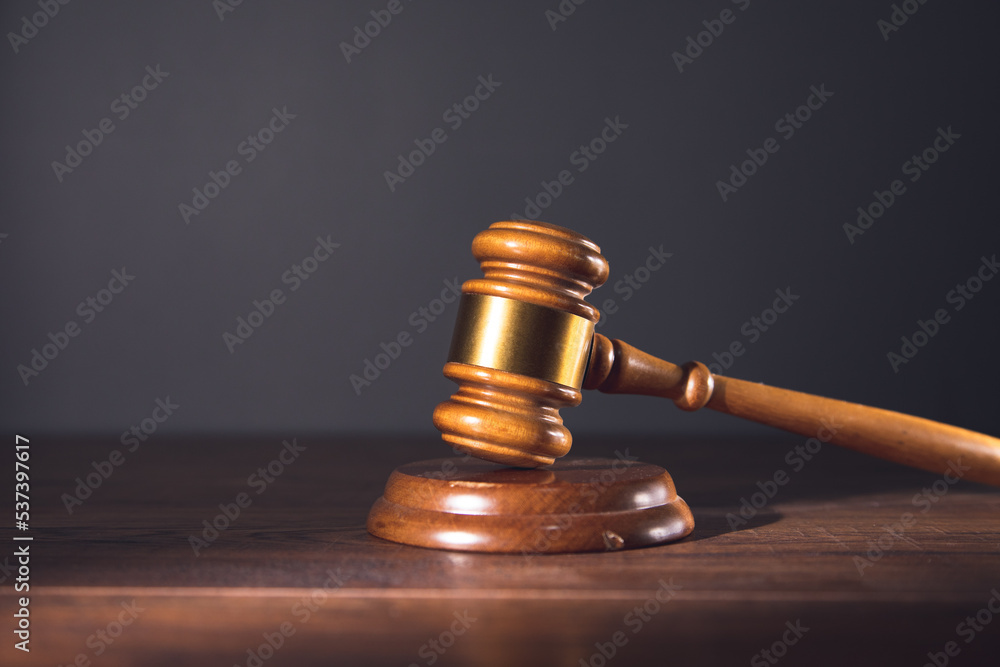 Judge gavel on wooden table