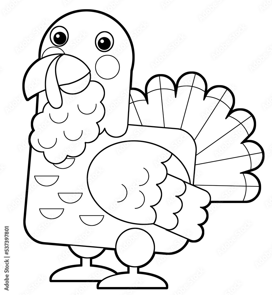 Cartoon funny bird chicken rooster isolated on white background - illustration for children Cartoon funny bird chicken rooster isolated on white background - illustration for children