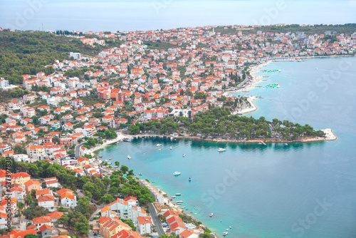 Aerial view of resorts and beaches