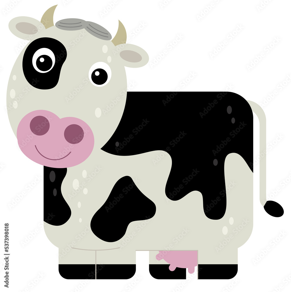 Cartoon scene with cow bull is looking and smiling isolated illustration for children Cartoon scene with cow bull is looking and smiling isolated illustration for children