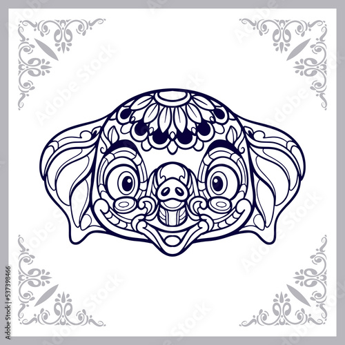 Cute elephant cartoon mandala arts isolated on white background