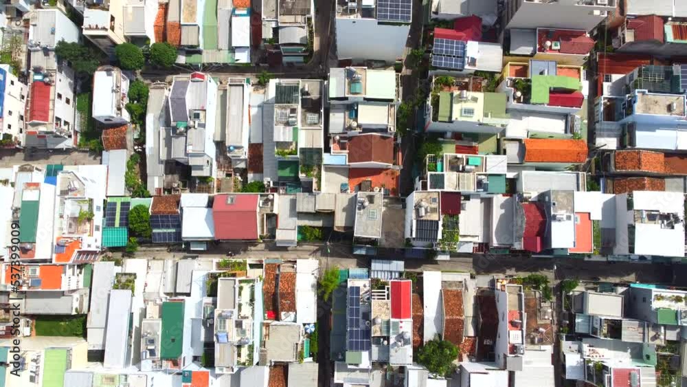Vietnamese quarters of the city. Shot by a drone in the south of Nha Trang in Vietnam. Vietnamese quarters of the city. Shot by a drone in the south of Nha Trang in Vietnam.