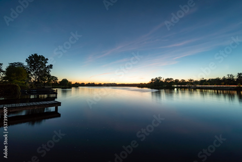 Tampier Lake in the Chicago Suburbs at the Early Evening around Sunset photo