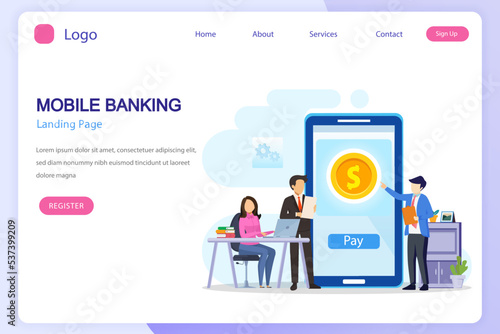 Mobile banking concept illustration vector.