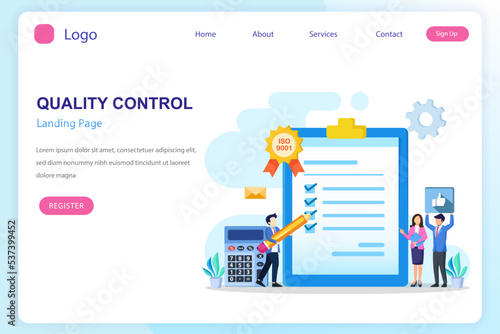 Vector quality control with ISO 9001 concept.
