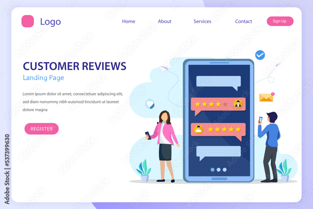 Customer reviews concept. online reviews, experience or feedback, star rating, notifications vector Customer reviews concept. online reviews, experience or feedback, star rating, notifications vector