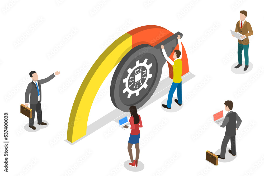 3D Isometric Conceptual Illustration of RPA - Robotic Process Automation. 3D Isometric Conceptual Illustration of RPA - Robotic Process Automation.