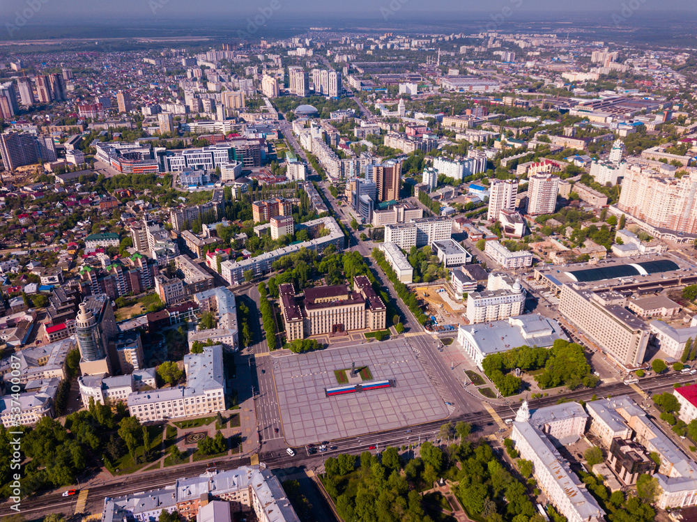 Naklejka premium Aerial view of Russian city Voronezh - administrative center and Lenin square