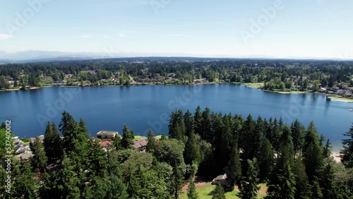 Rising Aerial View of Silver Lake in Everett Washington photo