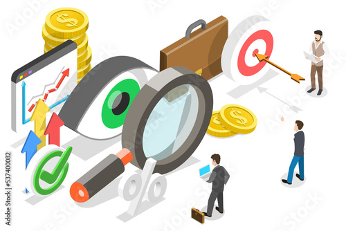 3D Isometric Flat Conceptual Illustration of Business Transparency.