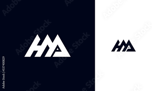 HMP logo letter design on luxury background. HMP logo monogram initials letter concept. HMP icon logo design. HMP elegant and Professional letter icon design on white and dark background