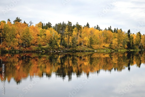 autumn reflections in river 