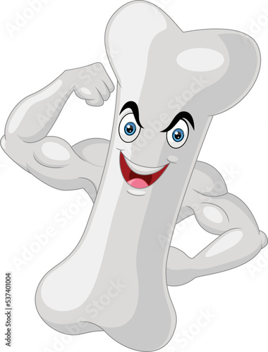 Strong muscular bone cartoon character