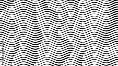 Futuristic 3D abstract wavy halftone lines pattern background. Gradient monochrome line effect patterns illustration. Background design of presentation, backdrop, poster, flyer, book cover, card, etc.